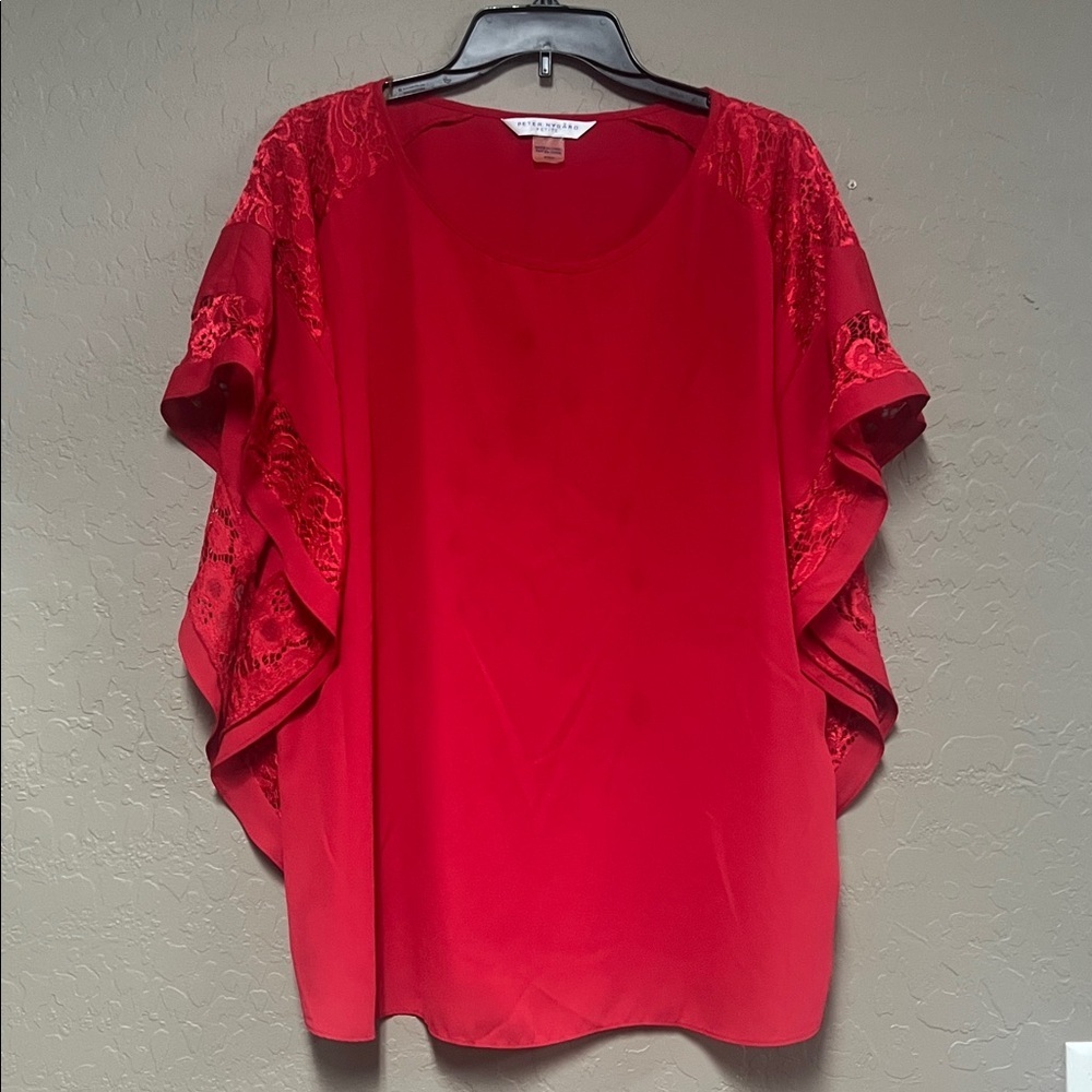 Peter Nygard Bold Red Butterfly Blouse - Picture 3 of 8